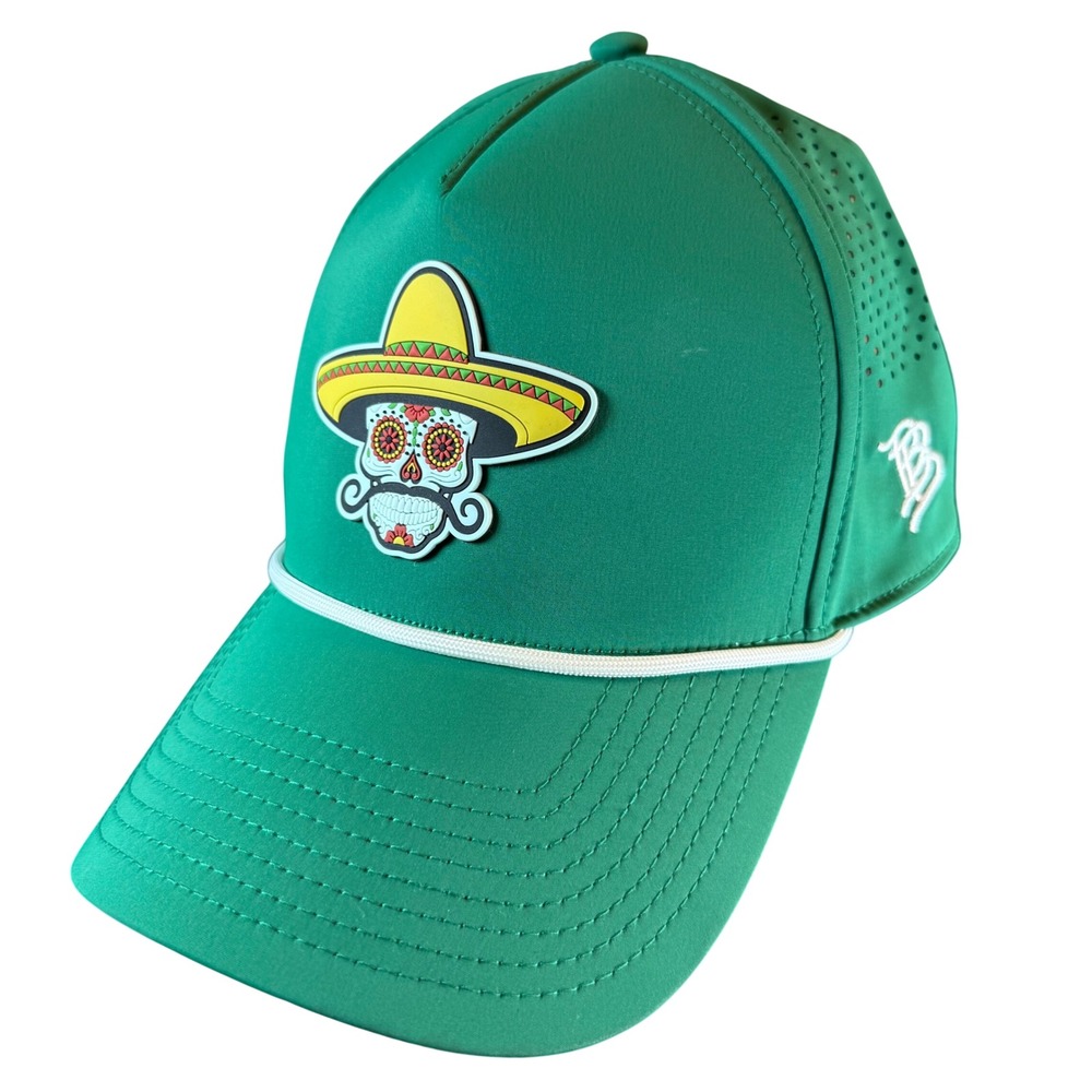 Branded Bills Performance 545 Hat Mens Green Sugar Skull Sombrero Snapback